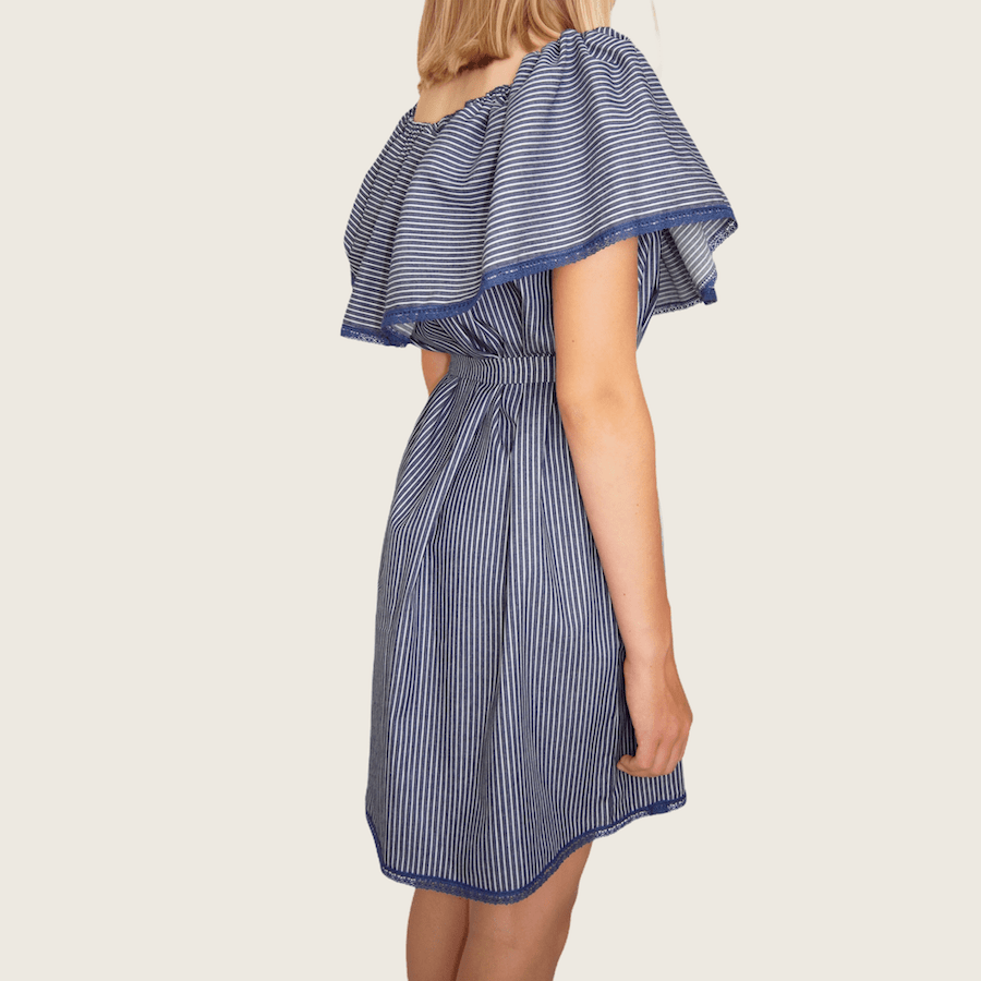 Robe courte bleu rayé blanc<br>Limitée 2 pièces – Image 2