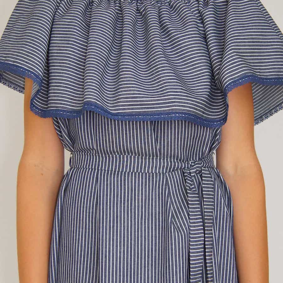 Robe courte bleu rayé blanc<br>Limitée 2 pièces – Image 4
