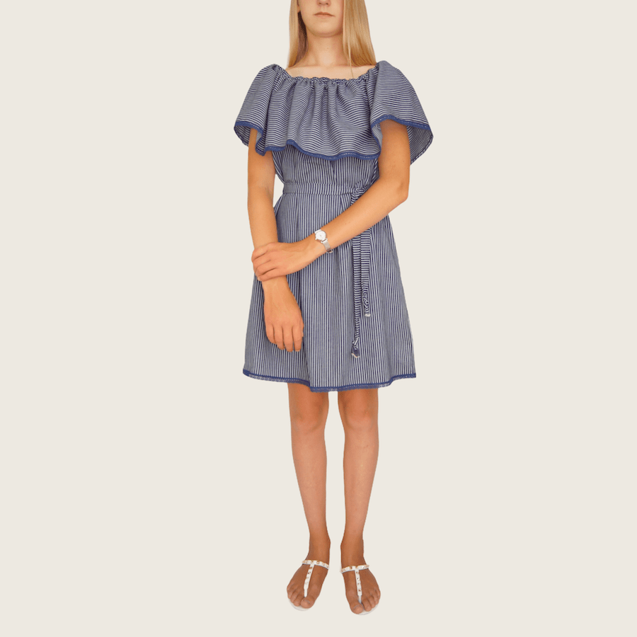 Robe courte bleu rayé blanc<br>Limitée 2 pièces – Image 5