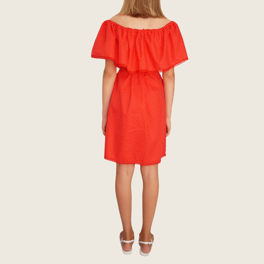 Robe courte Rouge pois blanc<br>Limitée 5 pièces – Image 3