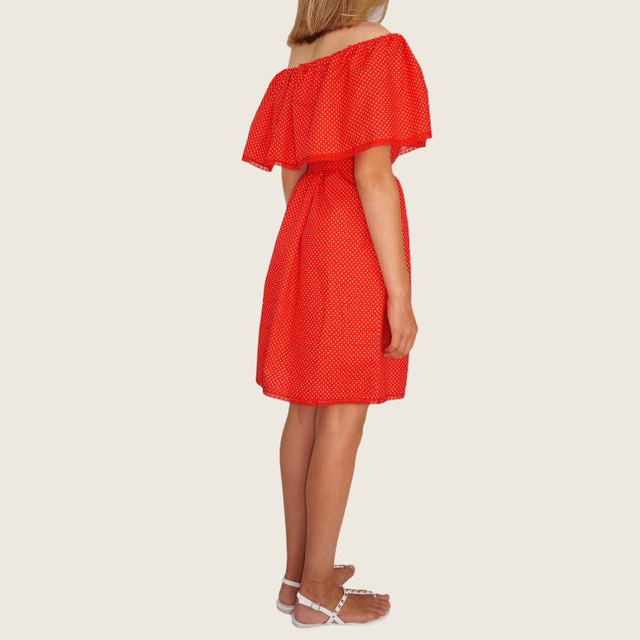 Robe courte Rouge pois blanc<br>Limitée 5 pièces – Image 4
