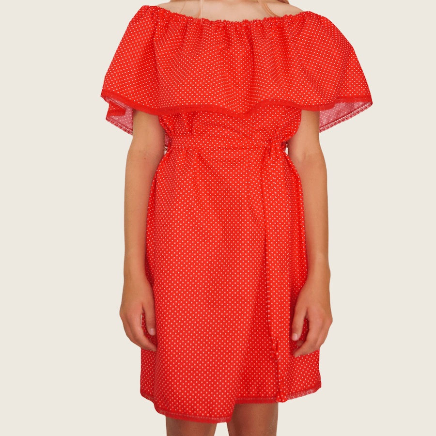 Robe courte Rouge pois blanc<br>Limitée 5 pièces – Image 5
