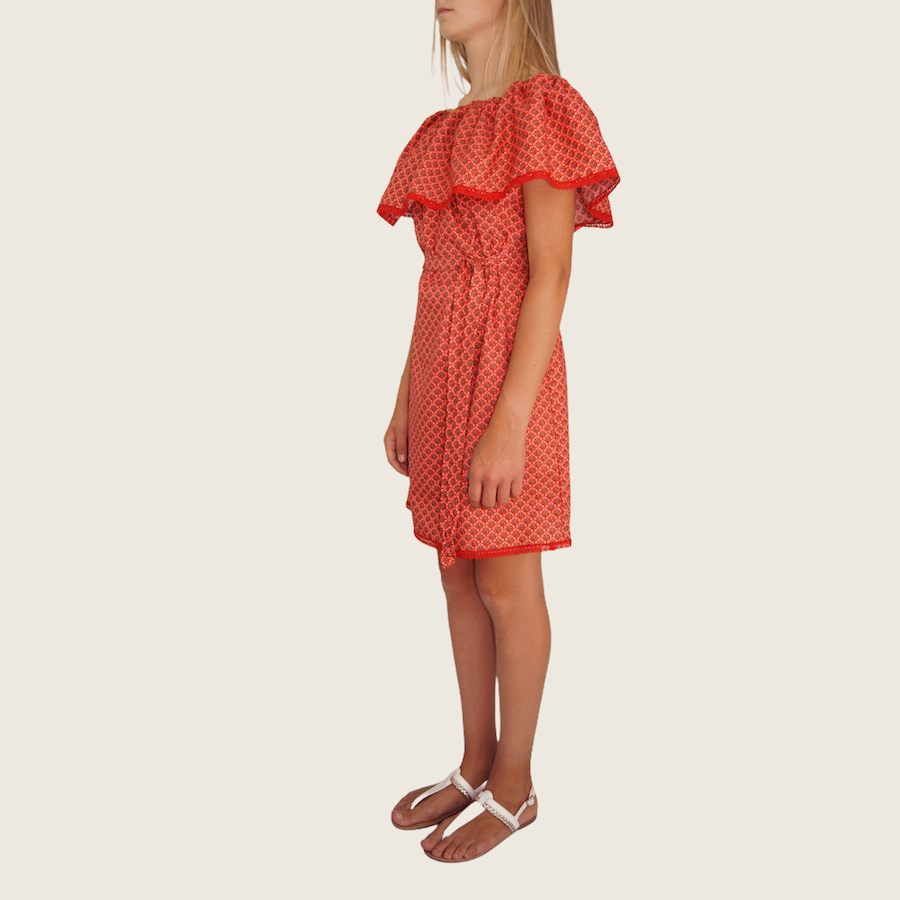 Robe courte Rouge fleurs<br>Limitée 10 pièces – Image 3
