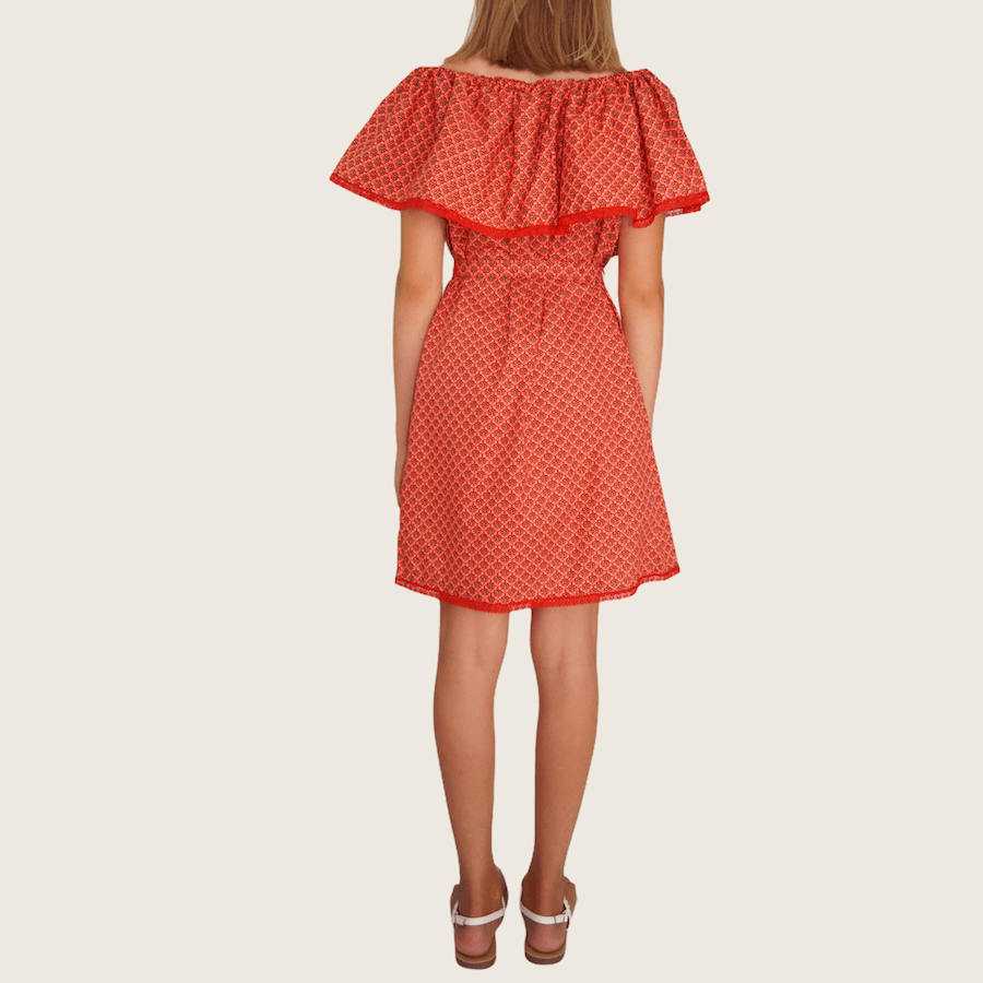 Robe courte Rouge fleurs<br>Limitée 10 pièces – Image 4